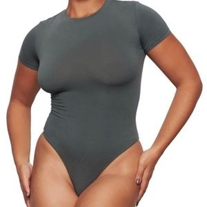 SKIMS Cotton Jersey T-Shirt Bodysuit Deep Sea Sz Large